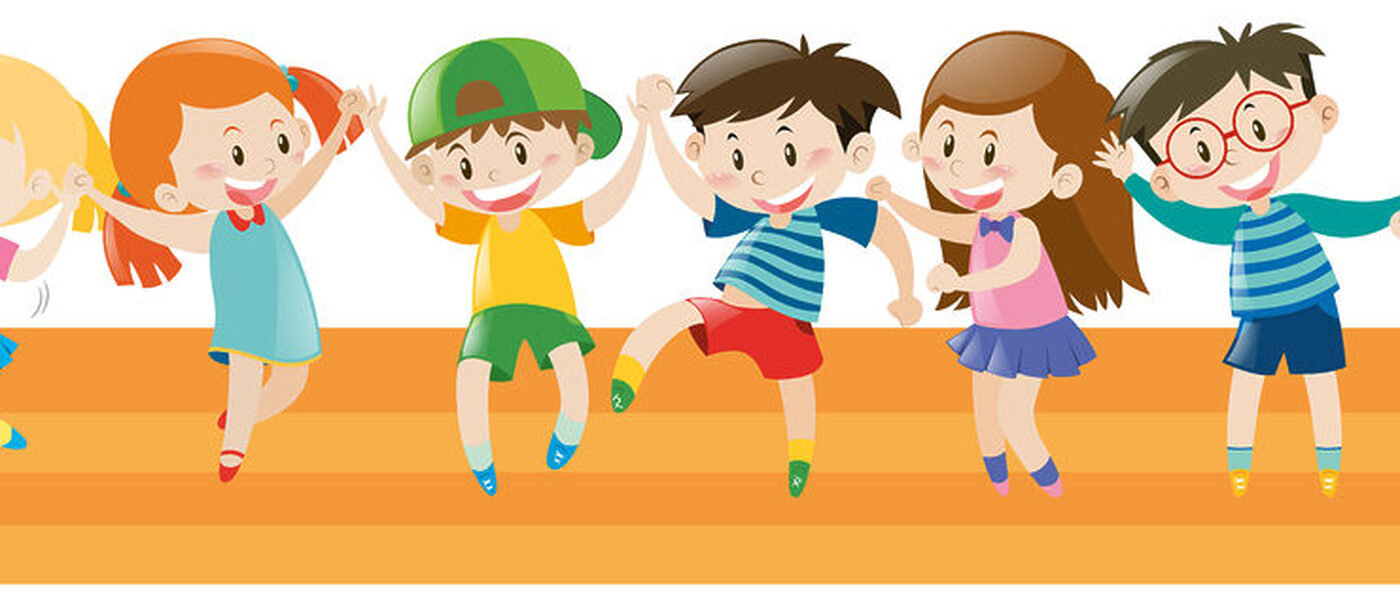 Boys and girls dancing together illustration